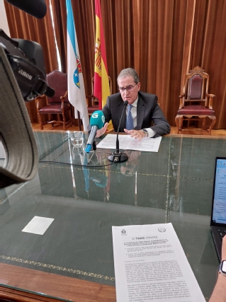 El presidente del TSXG durante la presentación de la Memoria de actividad de juzgados y tribunales gallegos correspondiente a 2022